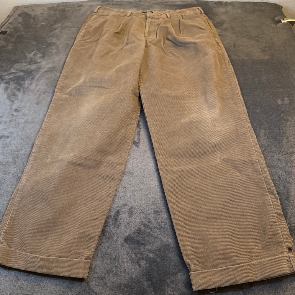 Dockers Pleated Corduroy Pants Mens 36x32‎ Khaki Tan Cuffed Relaxed Fit
